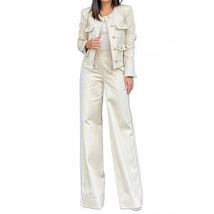 NEW SKUNK perfect chanel like blazer and pants set in natural